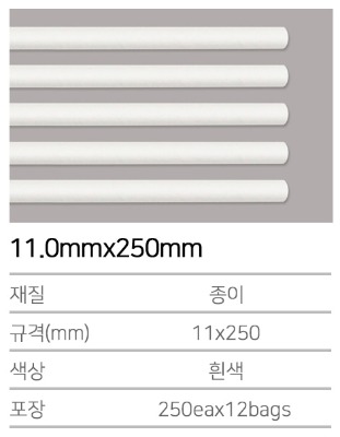 K-종이빨대 11.0mmx250mm 흰색 (벌크) 3000개