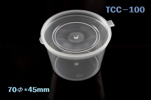 TCC100 (PP내열) 투명 원형용기 500개 세트 원터치소스용기 과일 샐러드 이유식 반찬 슬라임 밀키트 다용도컵