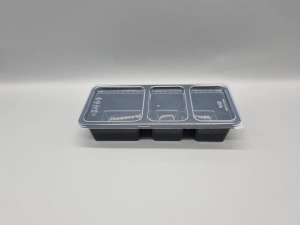 KH 사출 3칸 찬용기 500개 세트 홈 배달 밀키트 피크닉  캠핑 차박 몸통 투명 검정 뚜껑 투명
