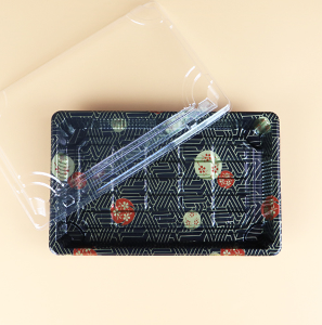 XYW-07  꽃무늬 초밥용기 400개 세트 일식 용기 회 초밥 도시락 배달 포장 일회용 초밥 용기